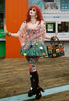 Carnival Core Aesthetic Outfit, Maximalist Fashion Editorial, Clown Inspired Fashion, 80s Maximalism Fashion, Colorful Clown Costumes, Pastel Clown Outfit, Maximalist Style Outfit, Maximalism Fashion Aesthetic, Candy Land Outfit Ideas