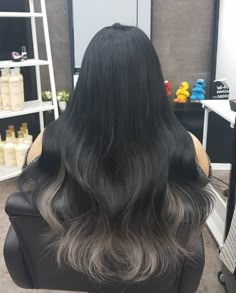 Dark Ash Ombre Hair, Brown Tips On Black Hair, Hair Dye Ombre Brown, Black To Ash Brown Hair, Ash Brown Highlights Straight Hair, Brown Hair Ends Dyed, Brown Ombre Hair Asian, Ombre Black And Brown Hair