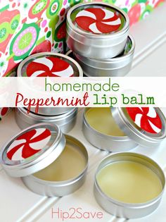 homemade peppermint lip balm in tins