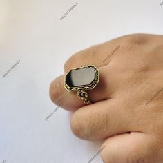 Antique Black Filigree Ring For Formal Occasions, Classic Black Filigree Rings, Formal Black Ring With Filigree Detailing, Black Victorian Filigree Ring For Anniversary, Vintage Black Filigree Rings, Antique Black Filigree Rings, Antique Onyx Rings With Black Enamel, Black Filigree Ring Jewelry, Black Filigree Rings For Anniversary