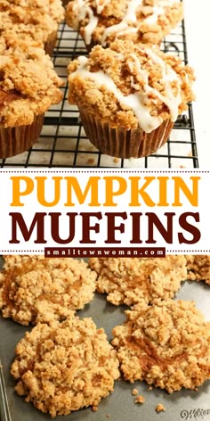 An easy pumpkin recipe for your fall baking ideas! This easy breakfast food is also freezer-friendly. With a mile-high crumble topping and a cinnamon maple drizzle, these moist pumpkin muffins are the BEST. You'll want these breakfast muffins as an easy dessert idea! Pumpkin Crumble Muffins, Easy Breakfast Food, Fall Sweet Treats, Easy Fall Dessert Recipes, Fall Baking Ideas, Easy Dessert Idea