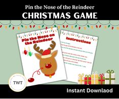 christmas game with reindeers and presents on it