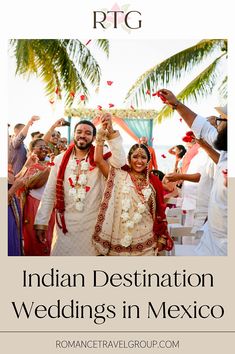 Navigate the world of destination weddings with ease using 'Your Guide to Planning Global Weddings in Mexico.' From expert advice on selecting a destination wedding venue to creating a beautiful beach ceremony, this guide has everything you need for a seamless celebration. Learn more on RomanceTravelGroup.com. Tropical Wedding Venue, Indian Wedding Reception Outfits, Weddings In Mexico, Hindu Wedding Decorations, Wedding Reception Outfit