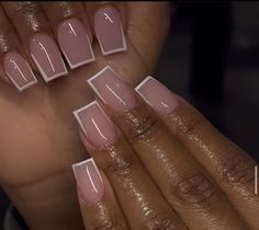 Simple Square Nails, Business Nails, Designer Nails, Makeup Nails Designs, Diy Acrylic Nails, Girly Acrylic Nails, French Tip Acrylic Nails, French Acrylic Nails