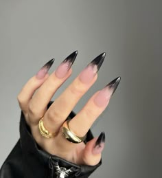 Nail Lengths, Black Ombre Nails, Black Halloween Nails, Acrylic Pink, Nails Ombre, Blush Nails, Nails Fall