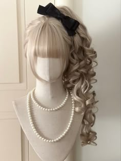 Hairstyles On A Mannequin, Fantasy Ponytail Hairstyles, Simple Vintage Hairstyles, Ouji Hairstyle, Lolíta Hairstyle, Corset Hairstyle, Cool Anime Hairstyles, Gyaru Wig, Magical Girl Hairstyles