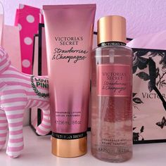 Vs Strawberry Set, Smell Good Victorias Secret, Victoria Secret Perfume Collection, Victoria’s Secret Perfume Aesthetic, Victorias Secret Perfume Set, Victoria’s Secret Perfume Pure Seduction