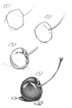 a drawing of an apple falling into the water