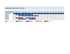 an employee attendance tracker is shown in this image