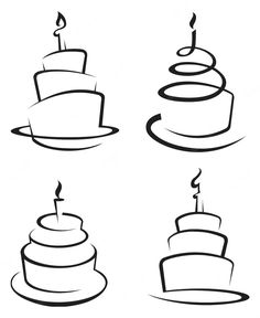 four different types of birthday cakes with one candle on the top and two candles on the bottom