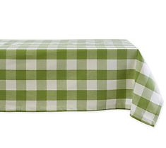 a green and white checkered table cloth