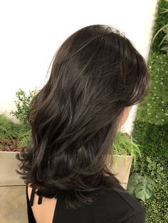 Dark Cool Tone Hair, Haircut For Medium Wavy Hair, Cool Tone Dark Hair, Cool Tone Dark Brown Hair, Haïr Cut For Wavy Hair, Short Hair Wavy Styles, Dark Brown Medium Length Hair, Asian Hair Wavy, Hair Wavy Medium