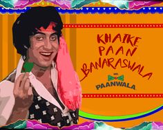 a man holding a cell phone up to his ear with the words kanke paan banaraswa on it