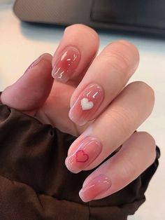 Asian Nails, Colorful Nails, Simple Gel Nails, Kawaii Nails, Short Nail Designs, Nail Arts, Valentine's Day Nails