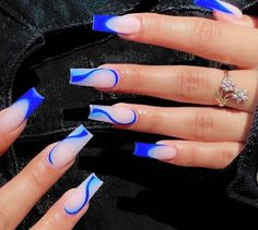 Royal Blue Nails Designs, Cobalt Blue Nails, Blue Prom Nails, Royal Blue Nails, Dark Blue Nails, Baby Blue Nails, Blue Acrylic Nails, Homecoming Nails Acrylic, Blue Nail Art