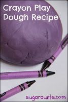 crayon play dough recipe with purple crayons and black crayons