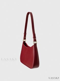 Lasaky - Chic Red Bag for the Modern Woman Trendy Red Shoulder Bag With Large Capacity, Red Large Capacity Satchel For Office, Red Leather Shoulder Bag For Office, Trendy Red Satchel For Office, Red Office Satchel With Large Capacity, Trendy Burgundy Shoulder Bag With Double Handle, Large Capacity Red Satchel For Office, Office Burgundy Shoulder Bag With Adjustable Strap, Trendy Red Office Satchel