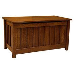 a large wooden chest sitting on top of a white background