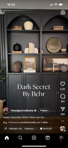 the dark secret by behr app on an iphone