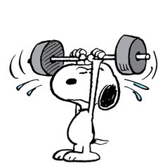 a cartoon character lifting a barbell on his head