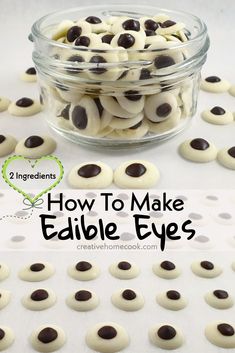 How To Make Edible Eyes How To Make Candy Eyeballs, How To Make Edible Eyeballs For Halloween, Diy Candy Eyes, Halloween Edible Eyeballs, Edible Eyes How To Make, How To Make Candy Eyes, Diy Candy Eyeballs, Oreo Ball Eyeballs, Candy Eyeballs Halloween