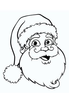 black and white santa claus face for coloring - christmas seasons greetings cards & more