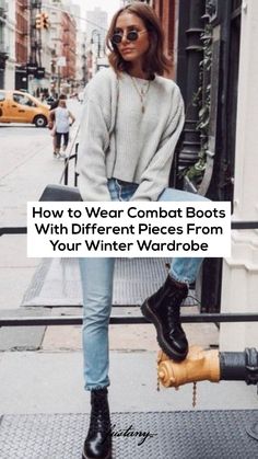 Ankle Winter Boots, How To Style Combat Boots Fall Outfits, Winter Outfits Combat Boots, Womens Combat Boots Outfit Winter, Combat Boots For Women Over 50, Jeans And Combat Boots Outfit Winter, Daytime Party Outfit Winter, How To Style Brown Combat Boots, Combat Boot Winter Outfits