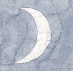 a drawing of a half moon in the sky