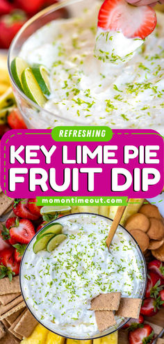 Another no-bake Easter dessert recipe! This spring food idea is easy to make in 5 minutes with just 5 ingredients. Wonderfully sweet and tart, this Key Lime Pie Fruit Dip is delicious and refreshing! Fruits And Vegetables List, Easy Fruit Dip, Fruit Dips, Mom On Timeout, Garden Dinner, Spring Food, Whoopie Pie, Mince Pie, Sweet Dips