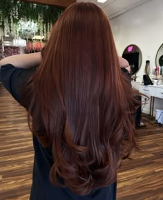 Layers On Ends Of Hair, Crimson Brown Hair, Reddish Brownish Hair, Deep Cinnamon Hair Color, Hair Colour According To Skin Tone, Red Global Hair Color, Auburn Hair On Olive Skin, Long Dark Auburn Hair, Auburn Hair Gloss