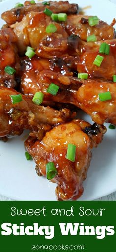 sweet and sour sticky wings on a plate