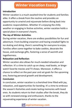 Essay on Winter Vacation in English (150, 200, 250, 500 Words) | More samples are on the blog for students to get different essay writing idea. Click on the link & explore. Essay Words, English Listening, Paragraph Writing, English Activities, Travel Writing, Science Biology