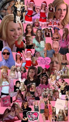 a collage of many different women in pink