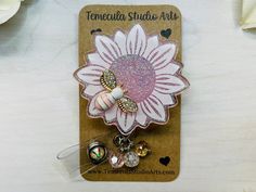 "I'm making these gorgeous 2\" sunflowers with a sparkly crystal rhinestone, dangle bead & bee embellishment.  Badge reel extends up to 34\".  Comes with your choice of a belt clip or pinch clip.  As always, all of my creations are made in my private studio which is sanitized throughout the day for your safety ♥️ My private studio is a completely smoke and pet free environment ♥️" Bead Bee, Bee Embellishment, Retractable Lanyard, Work Badge, Sunflower Gifts, Student Gift, Gift Teacher