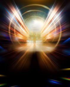 an abstract image of the capitol building in washington d c, with light streaks coming from it