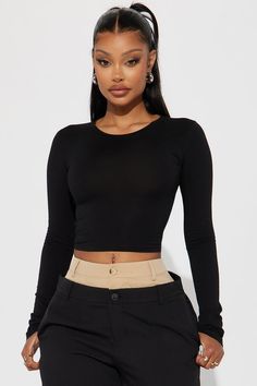 Available In Teal, Taupe, Black, White, Red, Oatmeal, And Heather Grey. Basic Top Crew Neck Long Sleeve Stretch Disclaimer: To Keep The Aesthetic Of This Garment, Please Follow The Care Instructions Carefully. 60% Cotton 35% Rayon 5% Spandex Imported | Always On The Go Top in Black size 3X by Fashion Nova Black Long Sleeve Crop Top For Loungewear, Black Long Sleeve Crop Top Outfit Baddie, Long Sleeve Black Crop Top, Black Stretch Cropped Long Sleeve Top, Street Model, Jodie Joe, Fashion Nova Long Sleeve Tops, Black Long Sleeve Crop Top, Fashion Nova Models