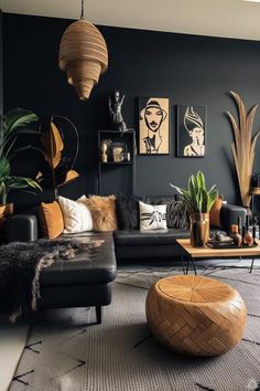 a living room filled with furniture and lots of plants