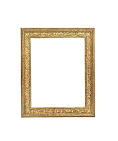 an ornate gold frame on a white background