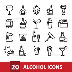 20 alcohol icons - miscellaneous symbols