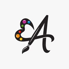 the letter a is made up of paintbrushes and an acrylic brush