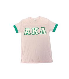 This classic pink and green sorority t-shirt is a best seller! Symbols embroidered with sturdy stitching and vibrant AKA colors. Sorority Bags Totes, Sorority Art, Sorority Jewelry, Sorority Sweatshirts, Umbrella Shop, Sorority Tshirts, Pink Letter, Green T Shirt, Green Tshirt