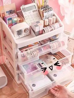 Penyimpanan Makeup, Dresser Shelves, Cute School Stationary, Makeup Storage Organization, Makeup Storage Box, Úložný Box, Study Room Decor, Plastic Drawers, Jewelry Display Stands