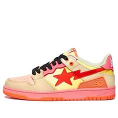 A BATHING APE Sk8 Sta 'Orange Pink' 1I30-191-003-ORANGE (SNKR) Pink And Yellow Shoes, Sk8 Sta, Juicy Couture Clothes, Couture Clothes, Varsity Hoodie, Pretty Shoes Sneakers, Yellow Shoes, Bathing Ape, Yellow And Pink