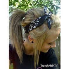 Hair Style Cute Bandana Hairstyles, Motorcycle Hairstyles, Bandana Hairstyles, Short Haircut, Love Hair, Ponytail Hairstyles