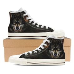 Wolf Shoes, Airforce Custom, Wolf 3d, Werewolf Aesthetic, Custom Nike Shoes, Custom Nike, Shoe Design, Mens High Tops, Black High Tops