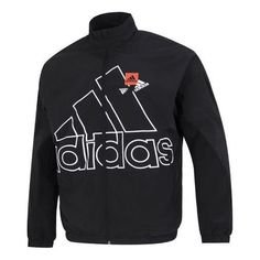 Men's adidas Mh Bp3 Wvjkt Large Logo Athleisure Casual Sports Woven Jacket Autumn Black HP1433 Casual Breathable Track Jacket For Fall, Breathable Sporty Outerwear For Sports, Urban Style Track Jacket For Sports, Breathable Casual Sports Outerwear, Adidas Activewear For Streetwear, Sporty Breathable Track Jacket For Fall, Breathable Sportswear Outerwear, Casual Breathable Hooded Track Jacket, Casual Hooded Breathable Track Jacket