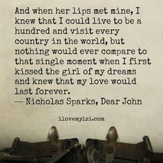 an old typewriter with the words nicholas sparks dear john