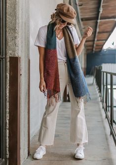 Add a cozy touch to any outfit this Fall and Winter with our ultra-soft multicolor scarf. This oversize scarf is designed with fringe trim. Dimensions: 79" W x 20" L Model is 5'8, garment is O/S.Style: SC104 FINAL SALE California Fall, Oversize Scarf, Rainbow Plaid, Bohemian Sweater, Woven Scarf, Sleek Dress, Scarf Outfit, Colorful Scarf, Oversized Scarf