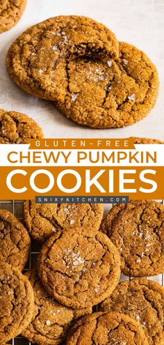 These Chewy Gluten-free Pumpkin Cookies are easy pumpkin desserts with crisp edges and chewy gooey middles. These homemade cookies make a great addition to your Fall dessert recipes. Save this pin! Easy Pumpkin Desserts, Cookies With Walnuts, Easy Thanksgiving Dessert, Gluten Free Pumpkin Cookies, Gluten Free Fall Recipes, Soft Cookies, Pumpkin Recipes Easy, Fall Baking Recipes, Easy Gluten Free Desserts