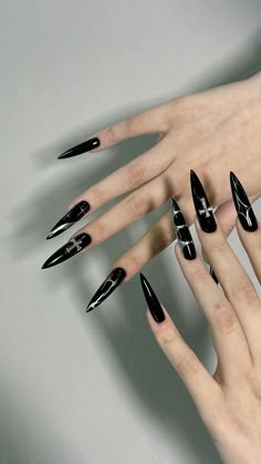 Black And White Nails, Stiletto Nail Art, Cherry Nails, Formal Nails